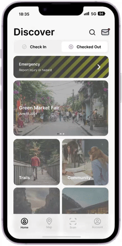 A gif displaying the check in and check out process